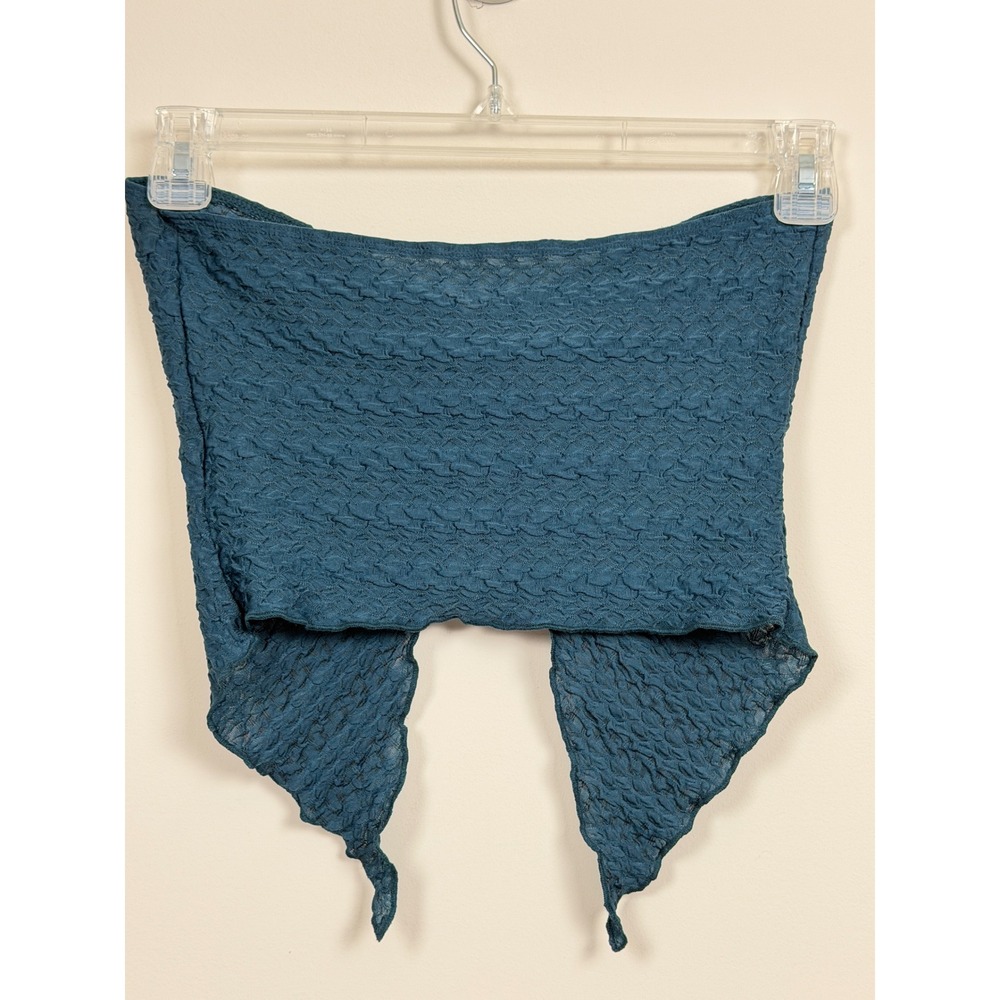 Unbranded Popcorn Tube Top Womens Small Teal Twist Front Handkerchief Hem - Picture 2 of 10